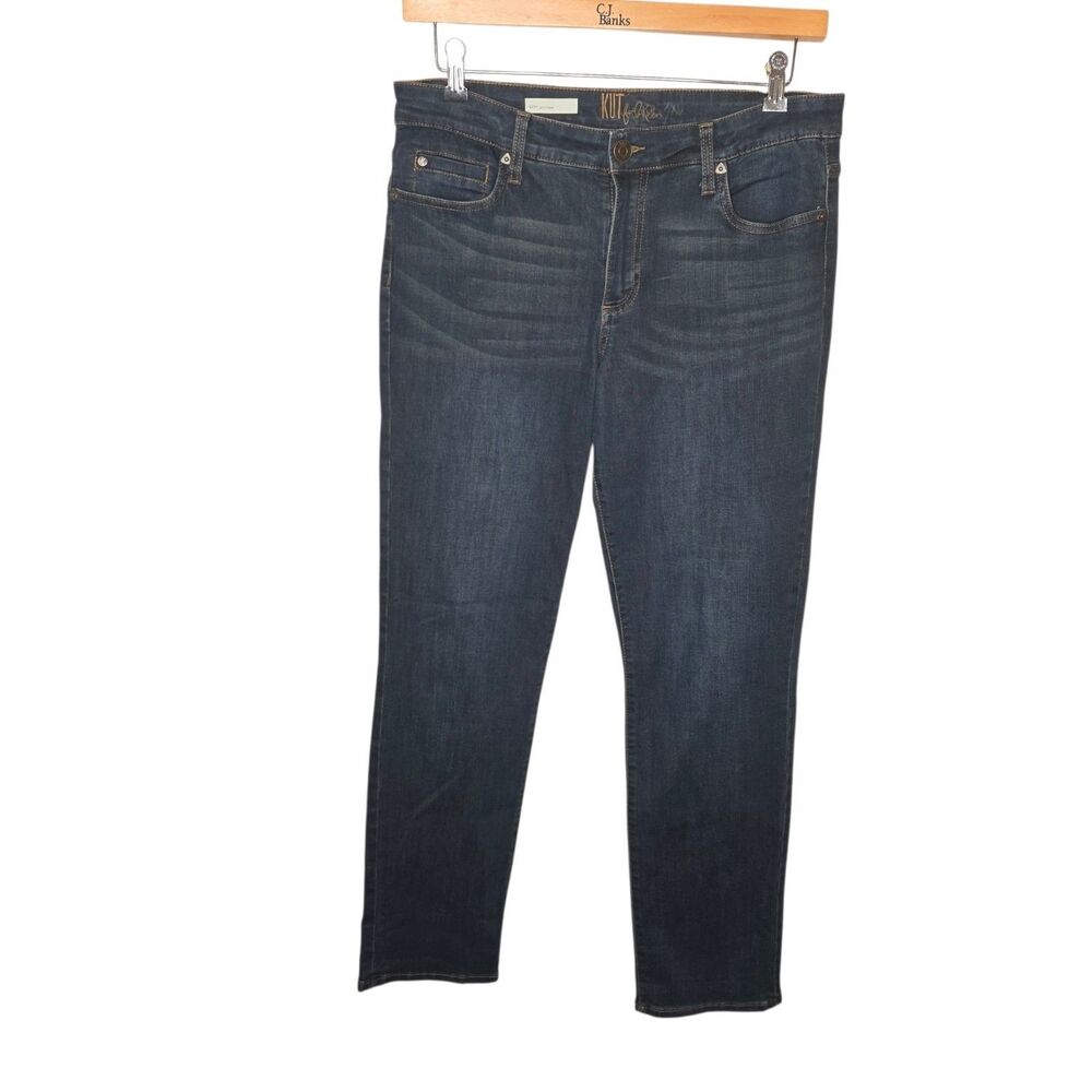 KUT from the Kloth Katy Boyfriend Jeans Size 10 Dark Wash Stretch Denim